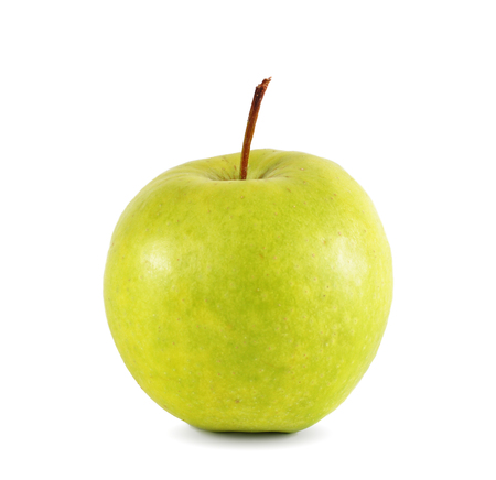 Green apple isolated on whiteの写真素材