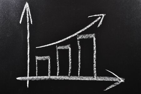 Simple diagram showing succes handdrawn on a black chalkboardの写真素材