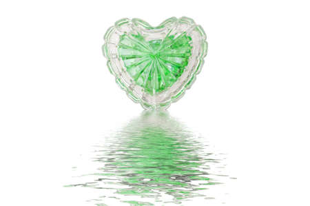 Glass green heartの写真素材
