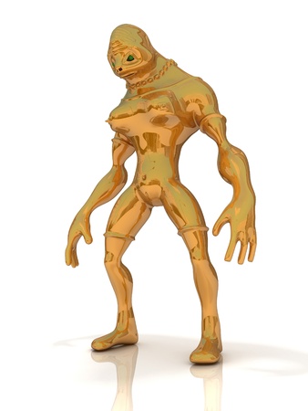 Gold cyborg womanの写真素材