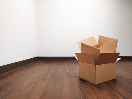 Shot of boxes in the middle of an empty room during a house move