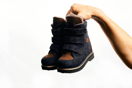 Orthopedic footwear. Winter footwear. Orthopedic baby shoes.の写真素材