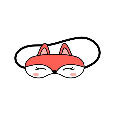 A cute fox sleeping mask. Cartoon style orange sleeping mask isolated on white background. Vector illustration.のイラスト素材