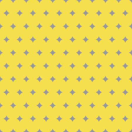 Gray twinkles seamless pattern on trendy yellow background. Colors of the year 2021. Cute gray twinkles on bright yellow background. Flat style. Minimalist, simple. Vector illustrationのイラスト素材