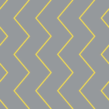Yellow zigzags on gray background vector seamless pattern. Colors of the year 2021. Trendy simple geometric background. Can be used as a wallpaper, wrapping paper, textile print.のイラスト素材