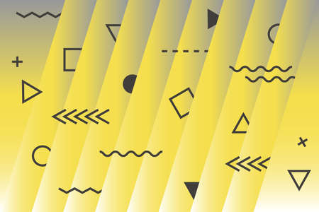 Trendy geometric background with yellow and gray color gradients. 2021 colors of the year. Futuristic abstract background with memphis style elements. Vector illustration.のイラスト素材