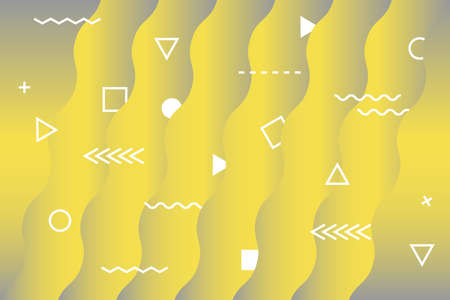 Trendy geometric background with yellow and gray color gradients. 2021 colors of the year. Futuristic abstract background with memphis style elements. Vector illustration.のイラスト素材
