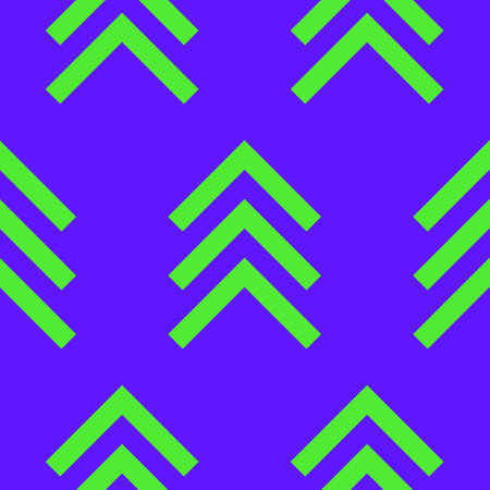 Minimalist fir trees seamless pattern in trendy digital style on vibrant violet background. Modern geometric Christmas pattern with bright green firs. Trendy color palette. Vector illustrationのイラスト素材