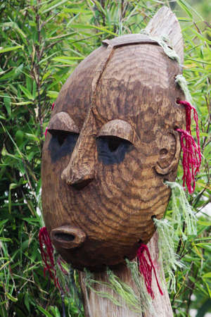 Wooden Tribal Maskの写真素材