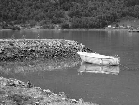 Little white boatの写真素材