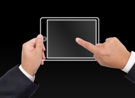 Hand holding a digital tablet pcの写真素材