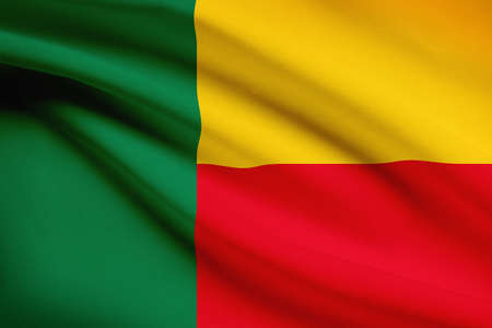 Benin flag blowing in the wind. Part of a series.の写真素材