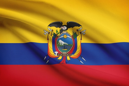 Ecuadorian flag blowing in the wind. Part of a series.の写真素材