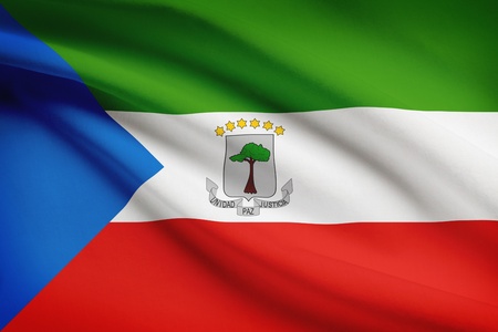 Equatoguinean flag blowing in the wind. Part of a series.の写真素材