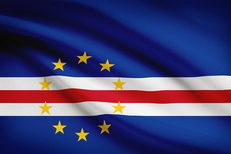 Cape Verde flag blowing in the wind. Part of a series.の写真素材