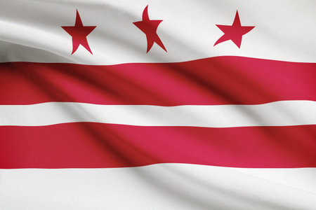 District of Columbia flag blowing in the wind. Part of a series.の写真素材