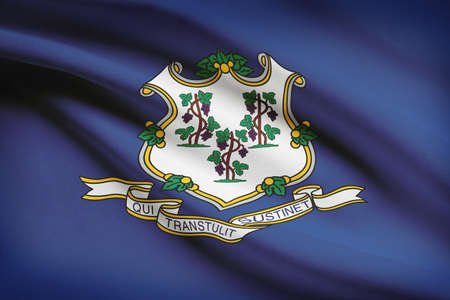 State of Connecticut flag blowing in the wind. Part of a series.の写真素材