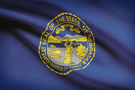 State of Nebraska flag blowing in the wind. Part of a series.の写真素材