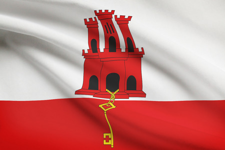 Flag blowing in the wind series - Gibraltarの写真素材