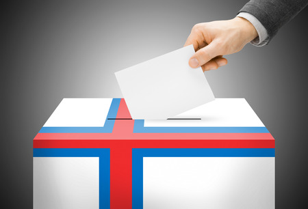 Voting concept - Ballot box painted into Faroe Islands national flagの写真素材