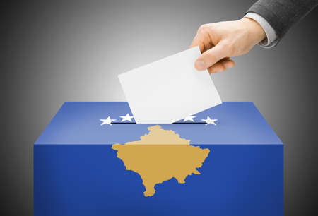 Voting concept - Ballot box painted into Kosovo national flagの写真素材