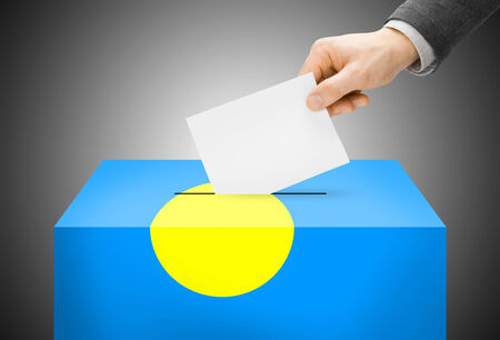 Voting concept - Ballot box painted into Palau national flagの写真素材