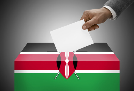 Ballot box painted into national flag colors - Kenyaの写真素材