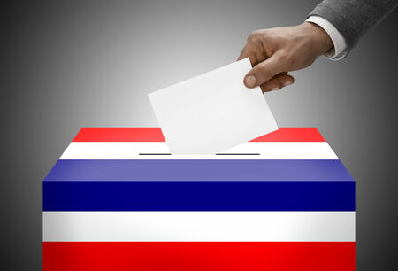 Ballot box painted into national flag colors - Thailandの写真素材