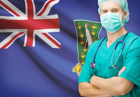 Surgeon with national flag on background - British Virgin Islandsの写真素材