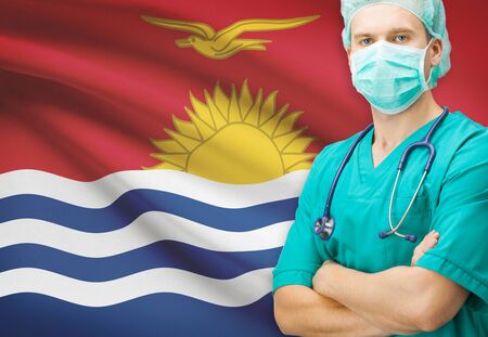 Surgeon with national flag on background - Kiribatiの写真素材