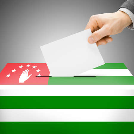 Ballot box painted into Abkhazia national flag colorsの写真素材