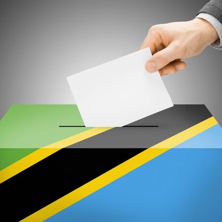 Ballot box painted into national flag colors - Tanzaniaの写真素材