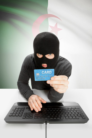 Cybercrime concept with flag on background - Algeriaの写真素材