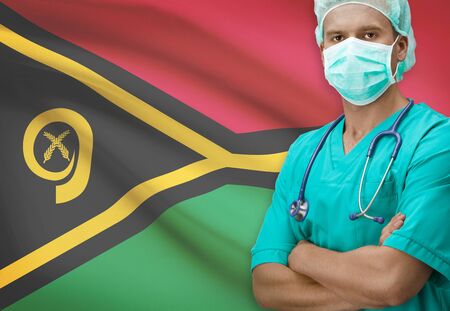 Surgeon with flag on background - Vanuatuの写真素材