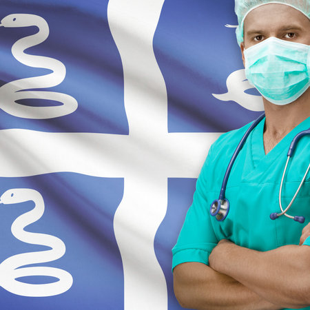 Surgeon with flag on background - Martinique