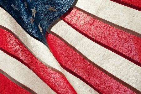 Flag blowing in the wind. Part of ruffled flags against series - United States of America
