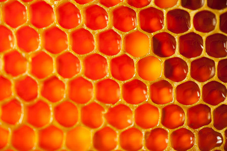 Fresh organic honey in a comb - healthy food - close up