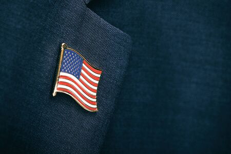 Element of male suit with USA flag pinned at chest areaの写真素材