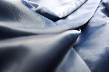 Blue satin as background, closeup. Luxury fabric textureの写真素材