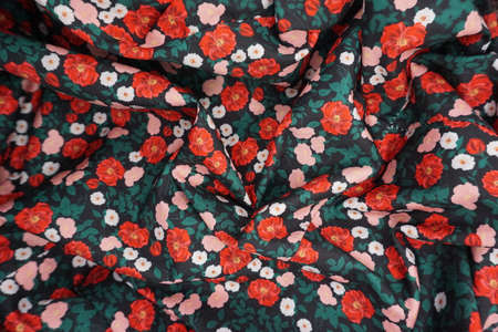 Fabric with floral print.  tissue, textile, cloth, fabric, material, textureの写真素材