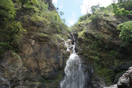 Waterfall in the jungle of the island of Langkawi in Malaysiaの写真素材