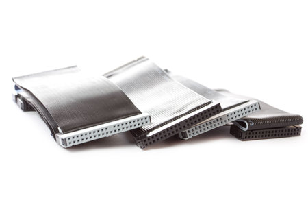 IDE cables on white backgroundの写真素材