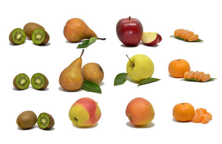 fresh fruits on the white backgroundの写真素材