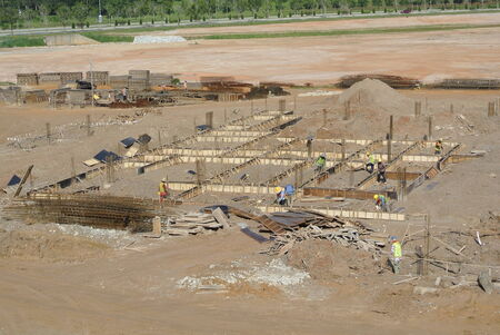Ground beam formwork from aerial viewのeditorial素材