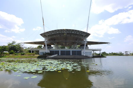 Public Stage at Cyberjaya Lake, Selangor, Malaysia. This building was located inside The Cyberjaya Lake Garden. The Lake Gardens is now gaining popularity amongst the local community.の写真素材