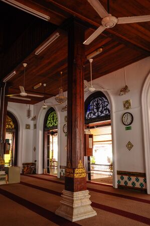 Column detail of the Tranquerah Mosque or Masjid Tengkera, located in Malacca Town, It was built in 1728 and be the oldest mosque in Malacca, Malaysia.のeditorial素材