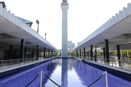 National Mosque of Malaysia a.k.a. Masjid Negara on February 15, 2014 at Kuala Lumpur, Malaysia. It was built in 1965 and has a capacity of 15,000 people\'s.のeditorial素材