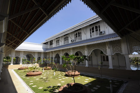 Courtyard of Sultan Ismail Mosque in Chendering, Terengganu, Malaysia on March 27, 2014.
