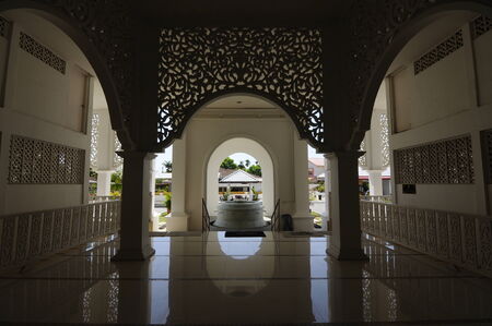 Interior of Sultan Ismail Mosque in Chendering, Terengganu, Malaysia on March 27, 2014.のeditorial素材