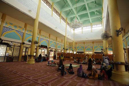 Interior of The Masjid Jubli Perak Sultan Ismail Petra in Rantau Panjang, Kelantan, Malaysia. The mosque is also known as Masjid Beijing or Beijing Mosque due to its Chinese temple-like structure. Built between 2005 and 2009.のeditorial素材